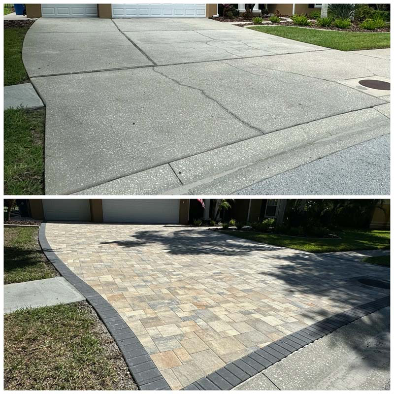Concrete to Pavers · Before / After